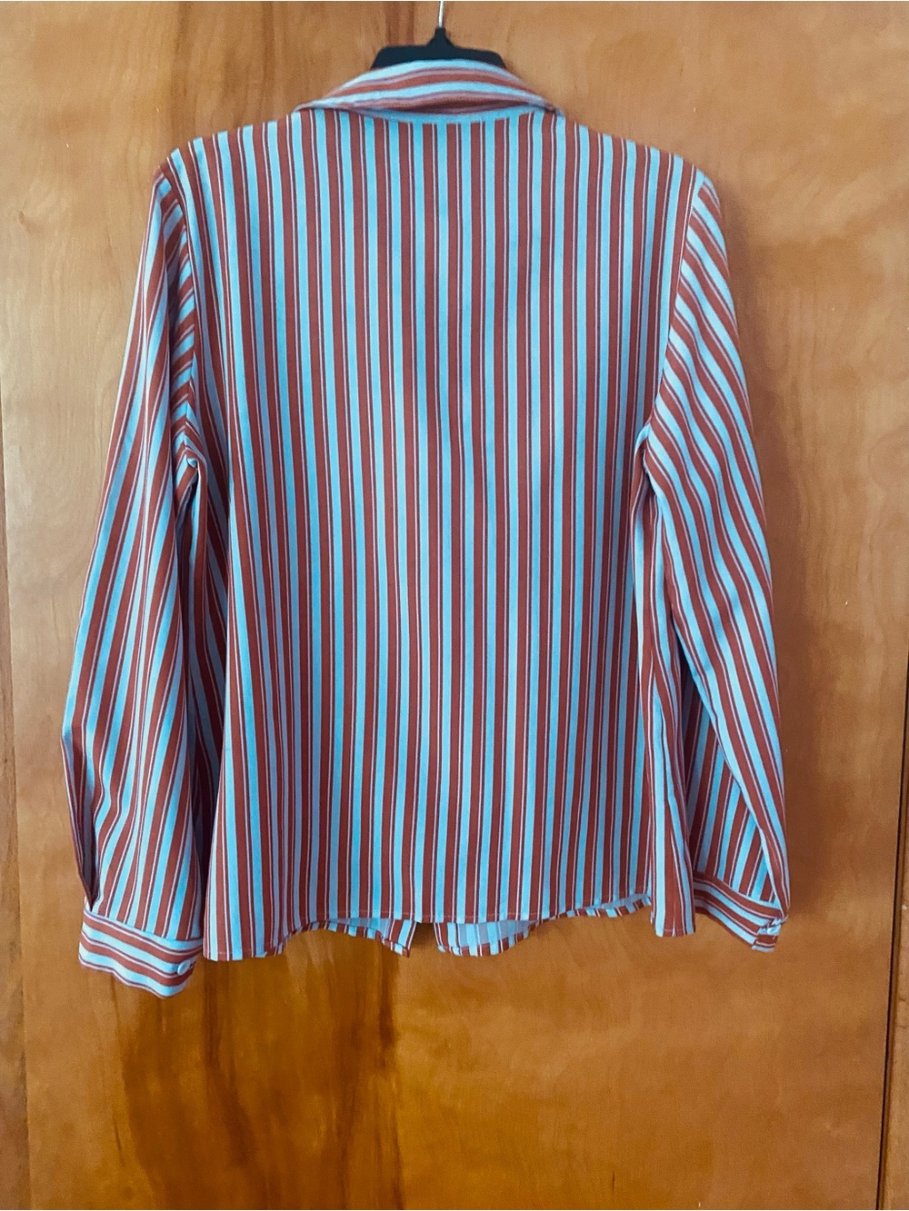 SHEIN Orange & White Striped Button-Down Shirt for Women - Picture 2 of 3